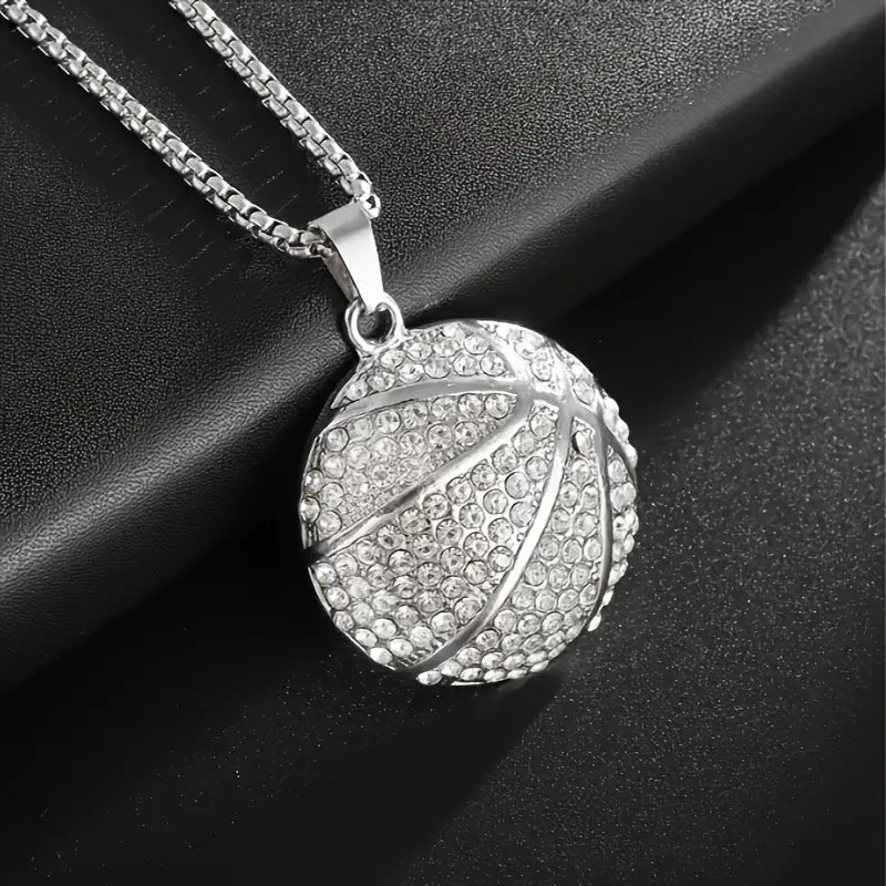 Iced Basketball Pendant Necklace