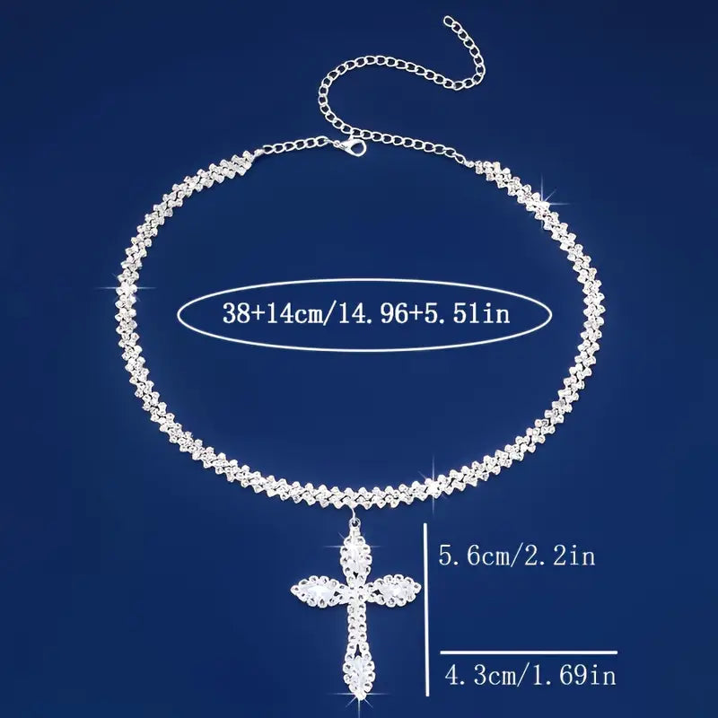 Iced Cross Pendant Necklace