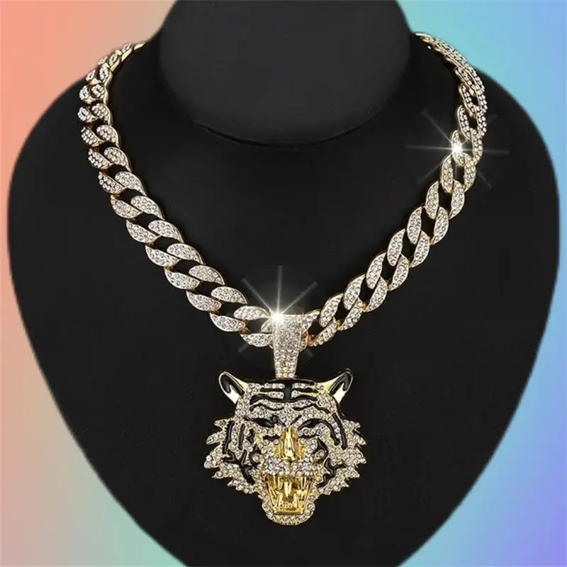 Iced Tiger Pendant Necklace