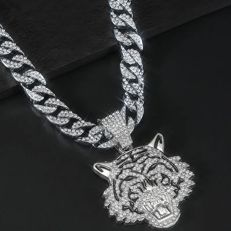 Iced Tiger Pendant Necklace