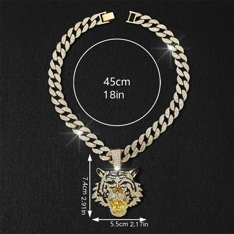 Iced Tiger Pendant Necklace
