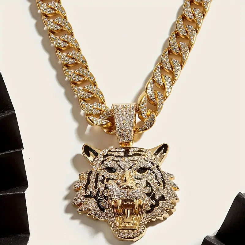 Iced Tiger Pendant Necklace