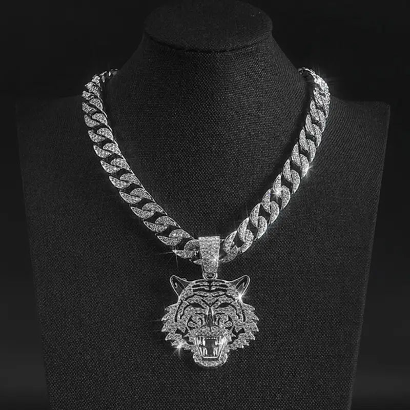 Iced Tiger Pendant Necklace