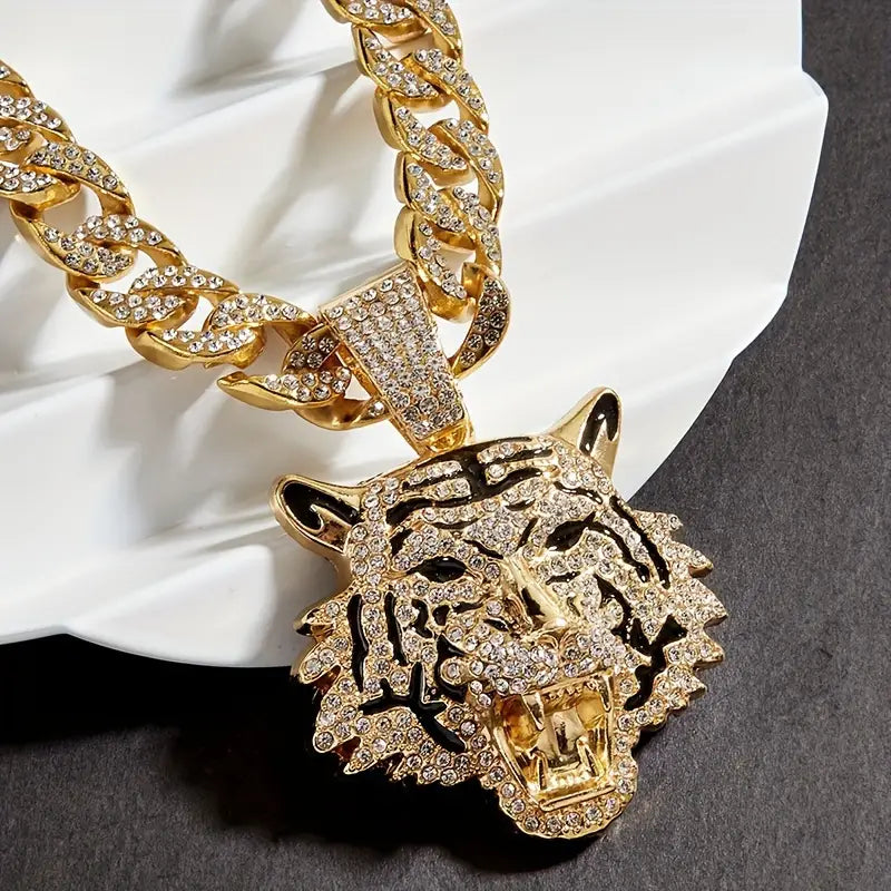 Iced Tiger Pendant Necklace