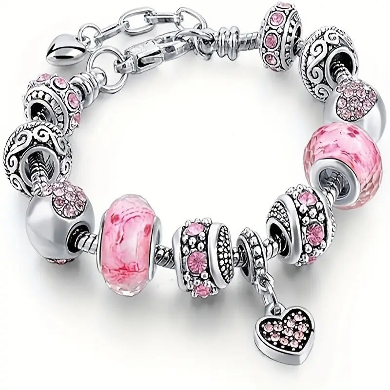 Iced Pink Charm Bracelet