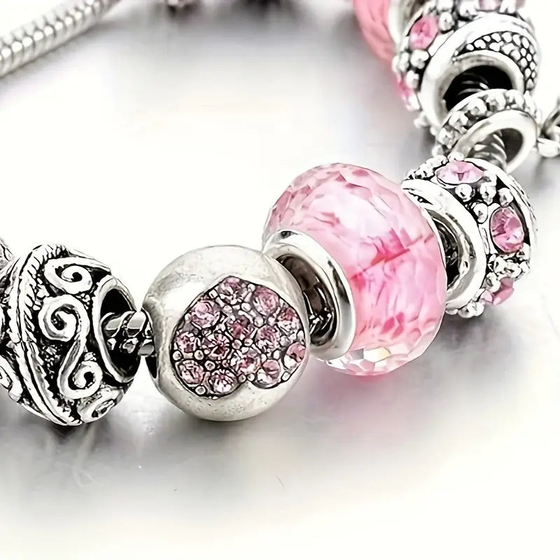 Iced Pink Charm Bracelet