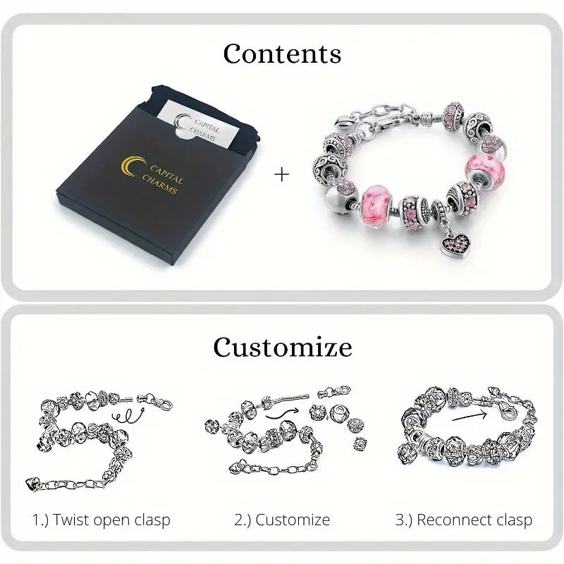 Iced Pink Charm Bracelet