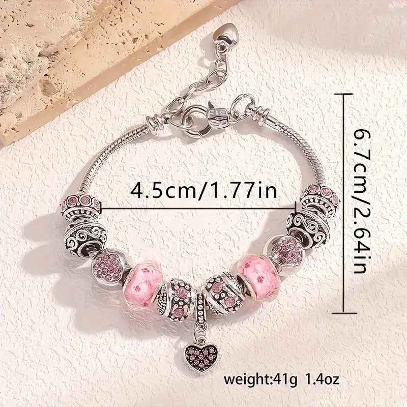 Iced Pink Charm Bracelet