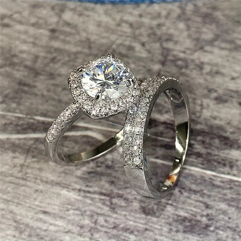 Iced Engagement Ring Set