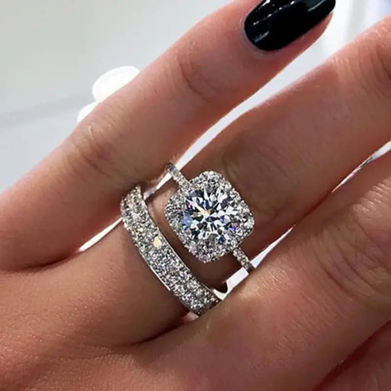 Iced Engagement Ring Set