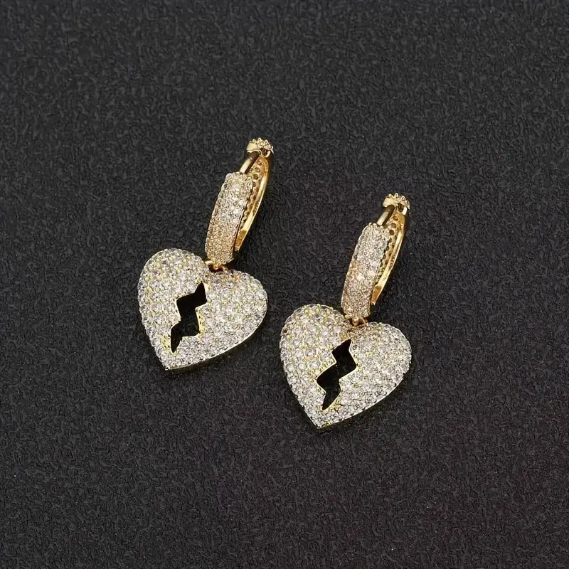 Heart Bolt Hoop Earrings 2pc