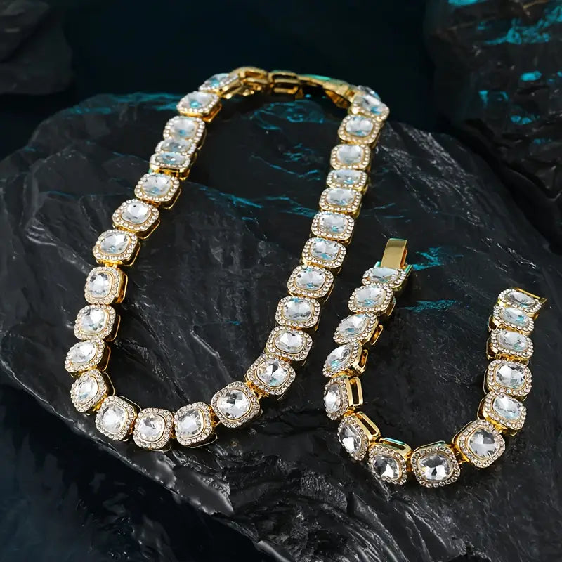 Iced Square-Cut Set (Gold & Silver)