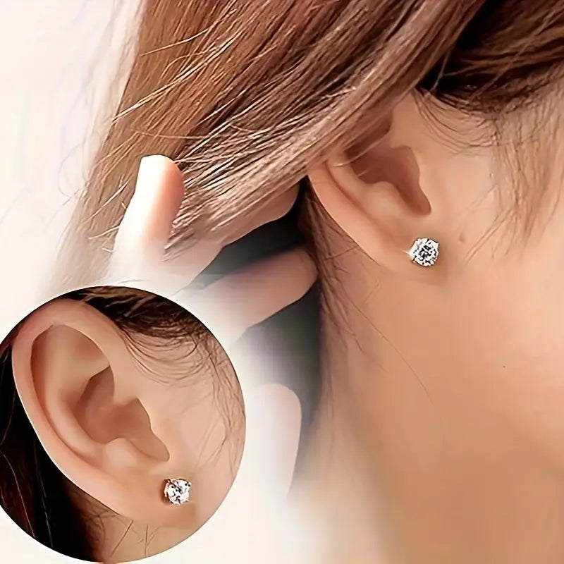 CZ Diamond-Cut Stud Earrings
