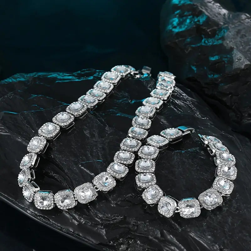 Iced Square-Cut Set (Gold & Silver)