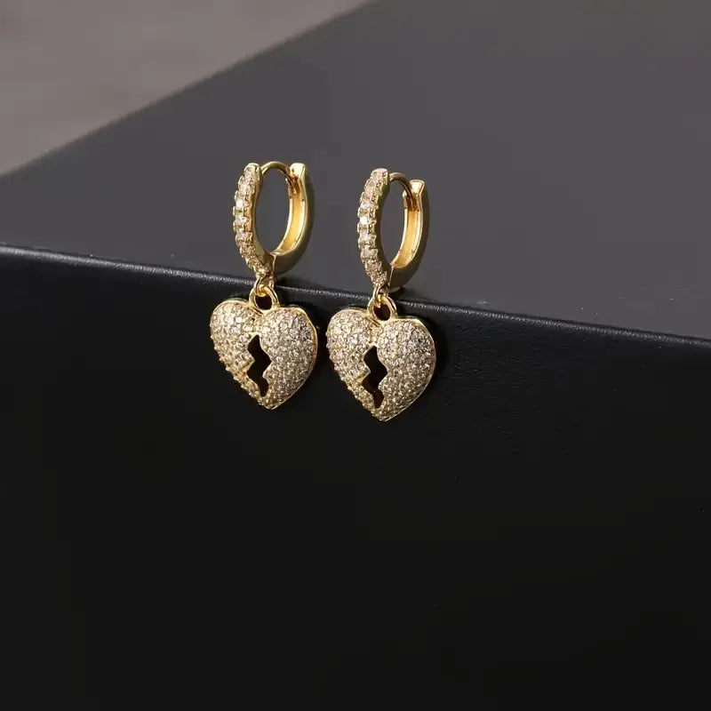 Heart Bolt Hoop Earrings 2pc