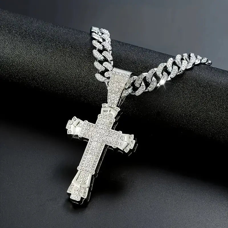Iced Cross Pendant Necklace