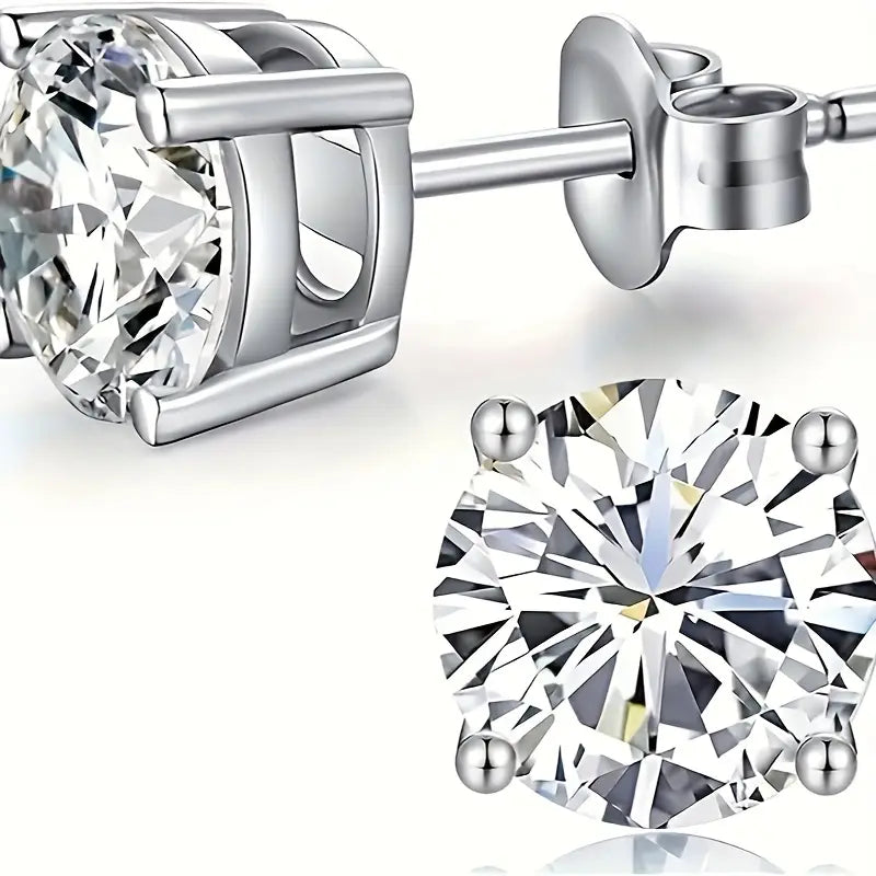 CZ Diamond-Cut Stud Earrings