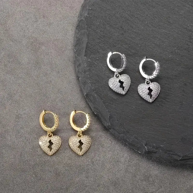 Heart Bolt Hoop Earrings 2pc
