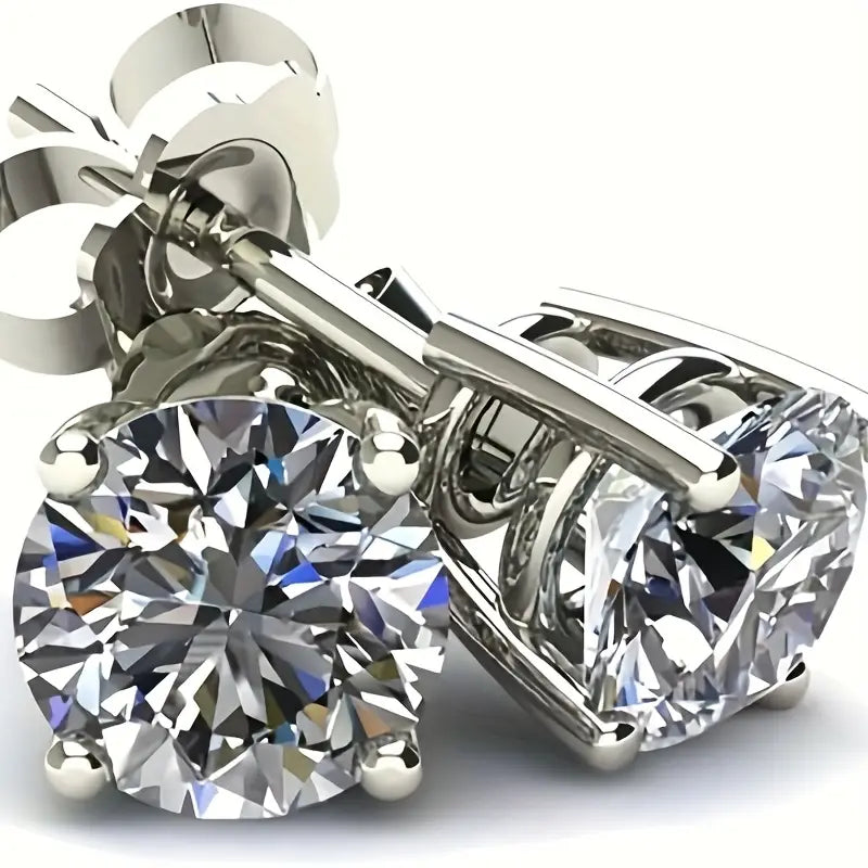 CZ Diamond-Cut Stud Earrings