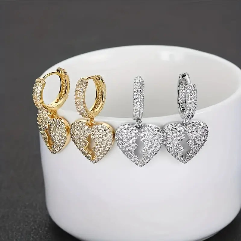 Heart Bolt Hoop Earrings 2pc
