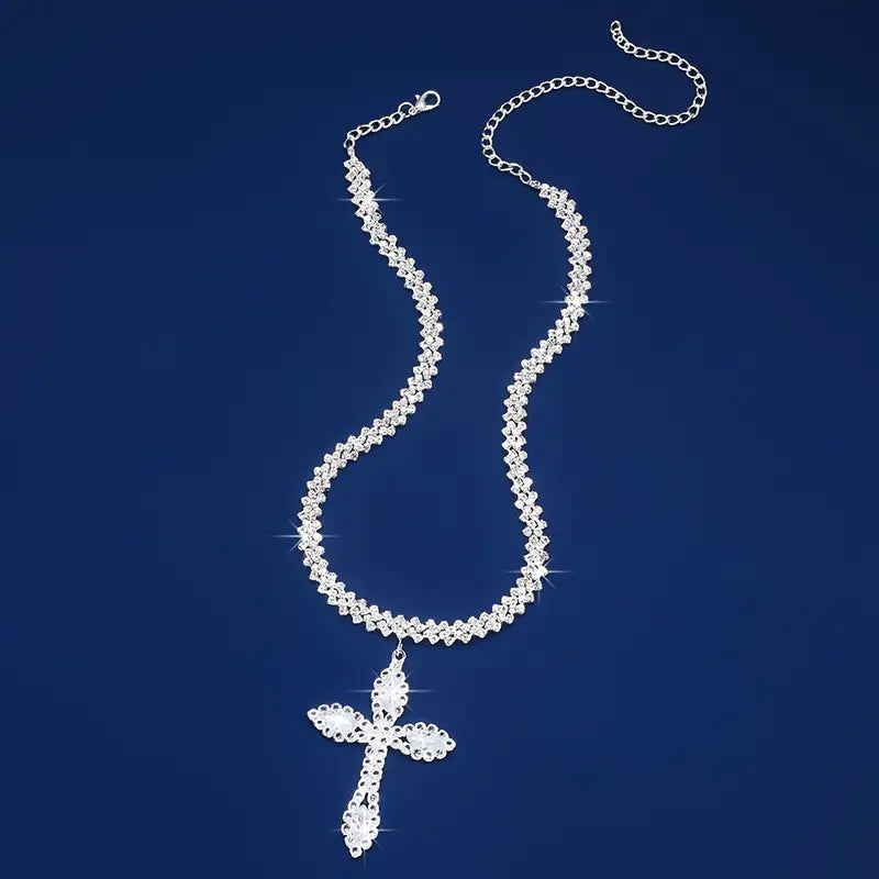 Iced Cross Pendant Necklace