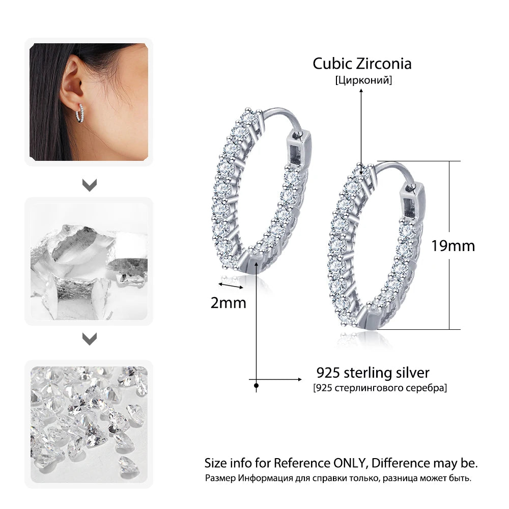 Trendy 925 Sterling Silver Hoop Earrings