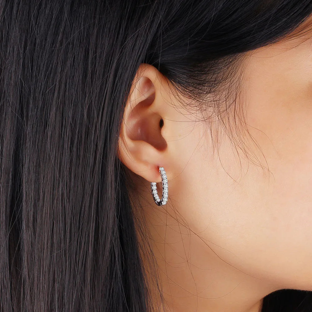 Trendy 925 Sterling Silver Hoop Earrings