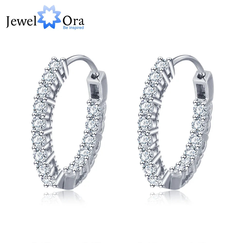 Trendy 925 Sterling Silver Hoop Earrings