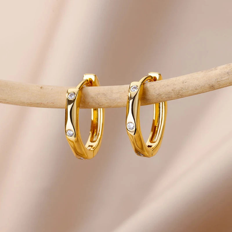 Zircon Round Hoop Earrings