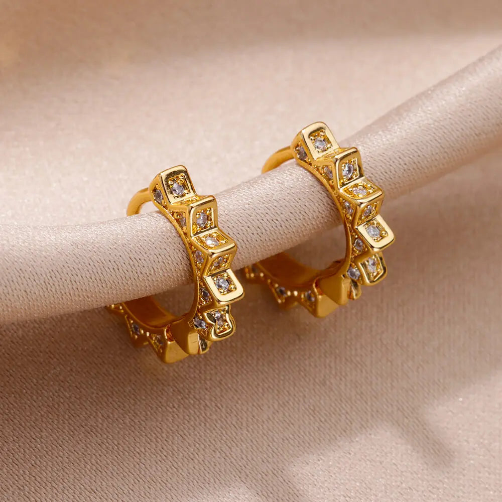 Triangle Zircon Hoop Earrings