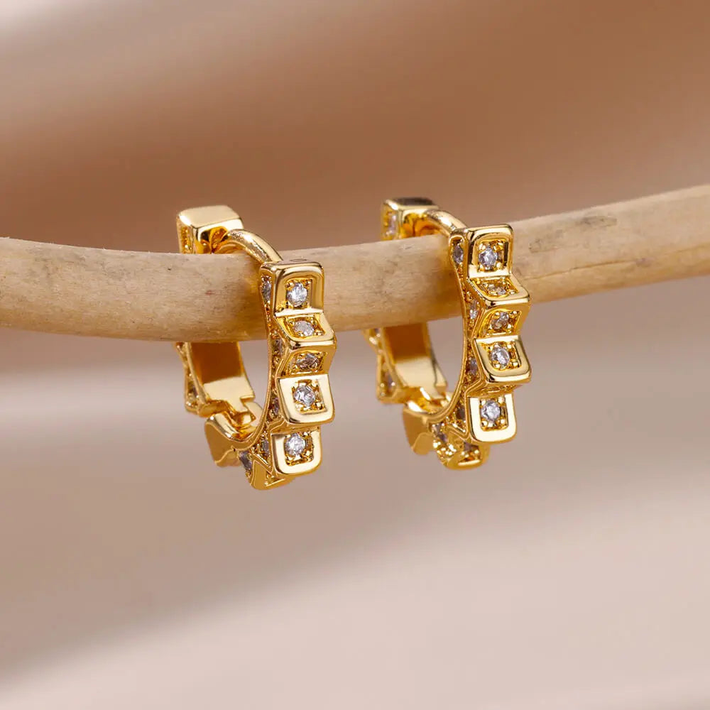 Triangle Zircon Hoop Earrings