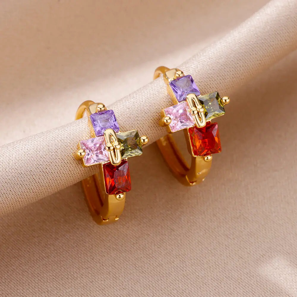 Gold Plated Stainless Steel Hoop Earrings