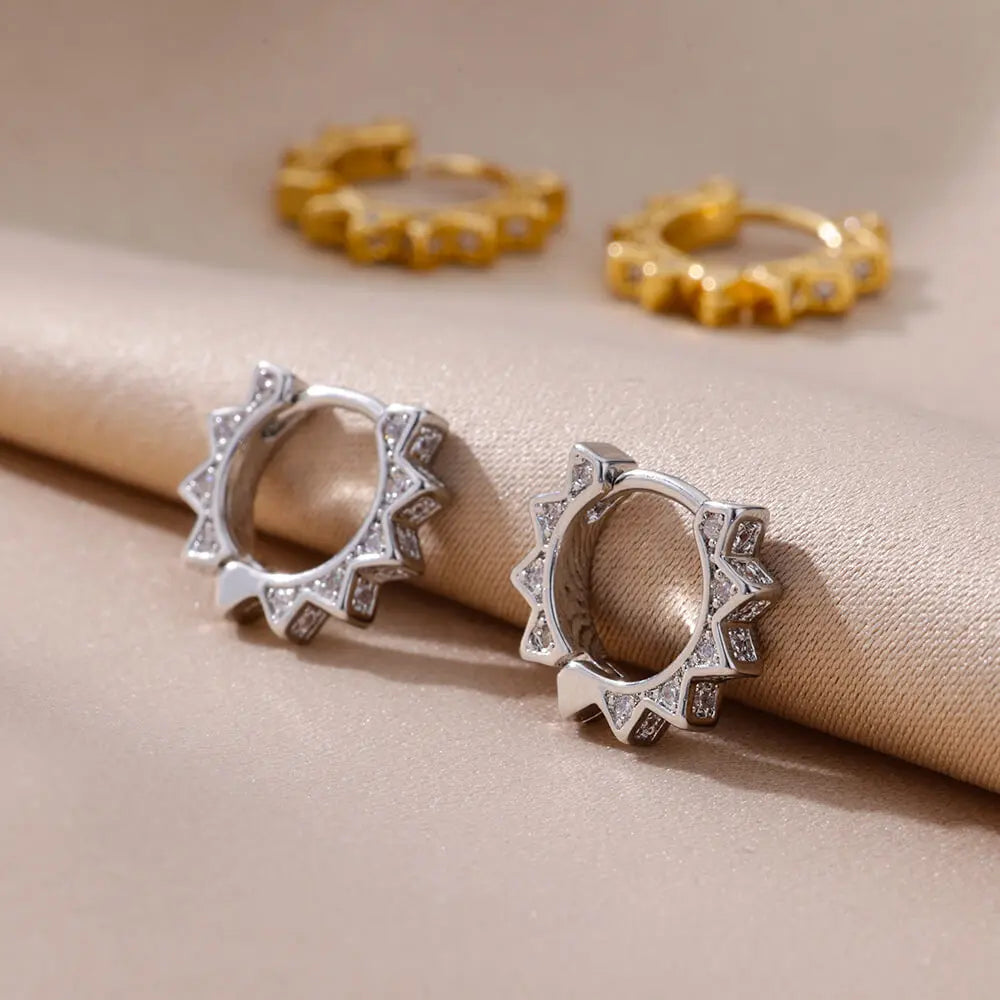 Triangle Zircon Hoop Earrings