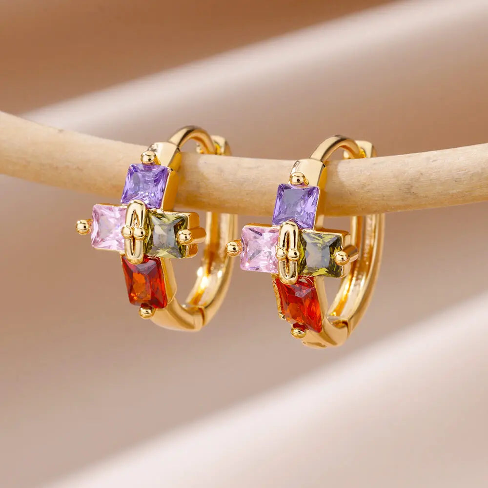 Gold Plated Stainless Steel Hoop Earrings