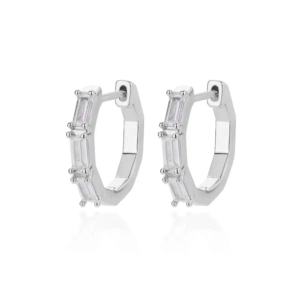 Triangle Zircon Hoop Earrings