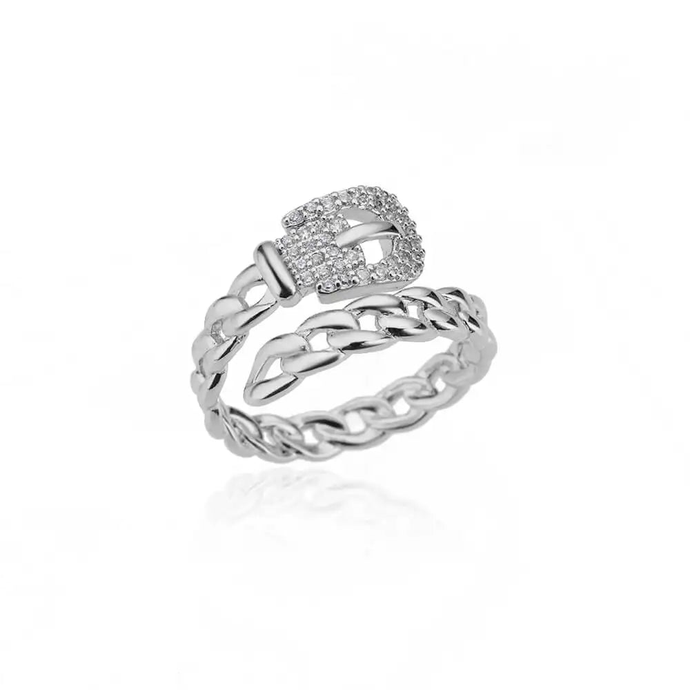 Belt Style Zircon Rings 18K Gold Plated