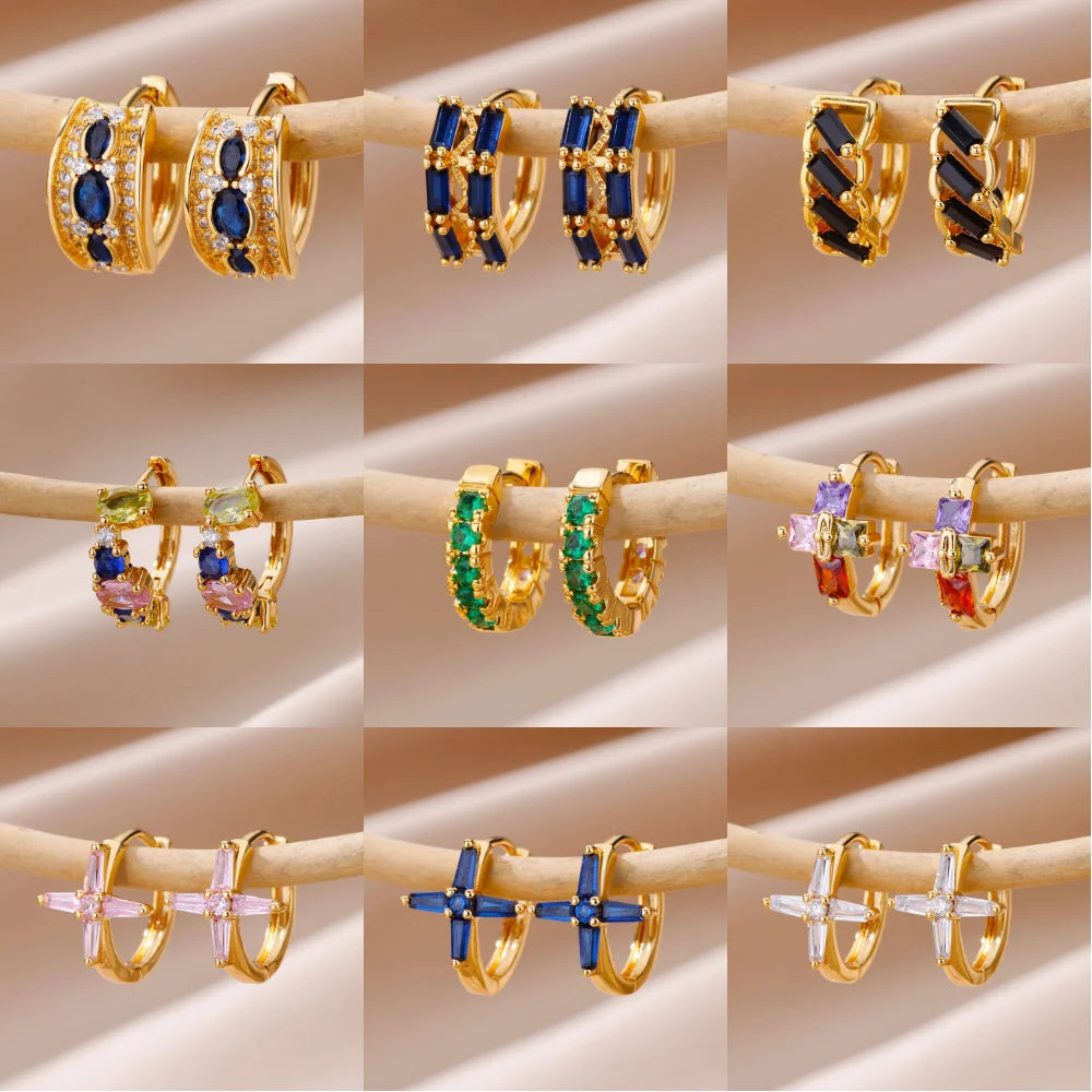 Gold Plated Stainless Steel Hoop Earrings