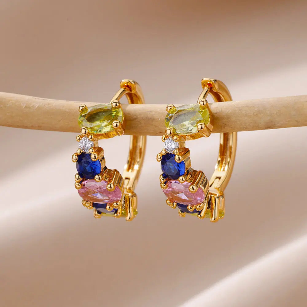Gold Plated Stainless Steel Hoop Earrings
