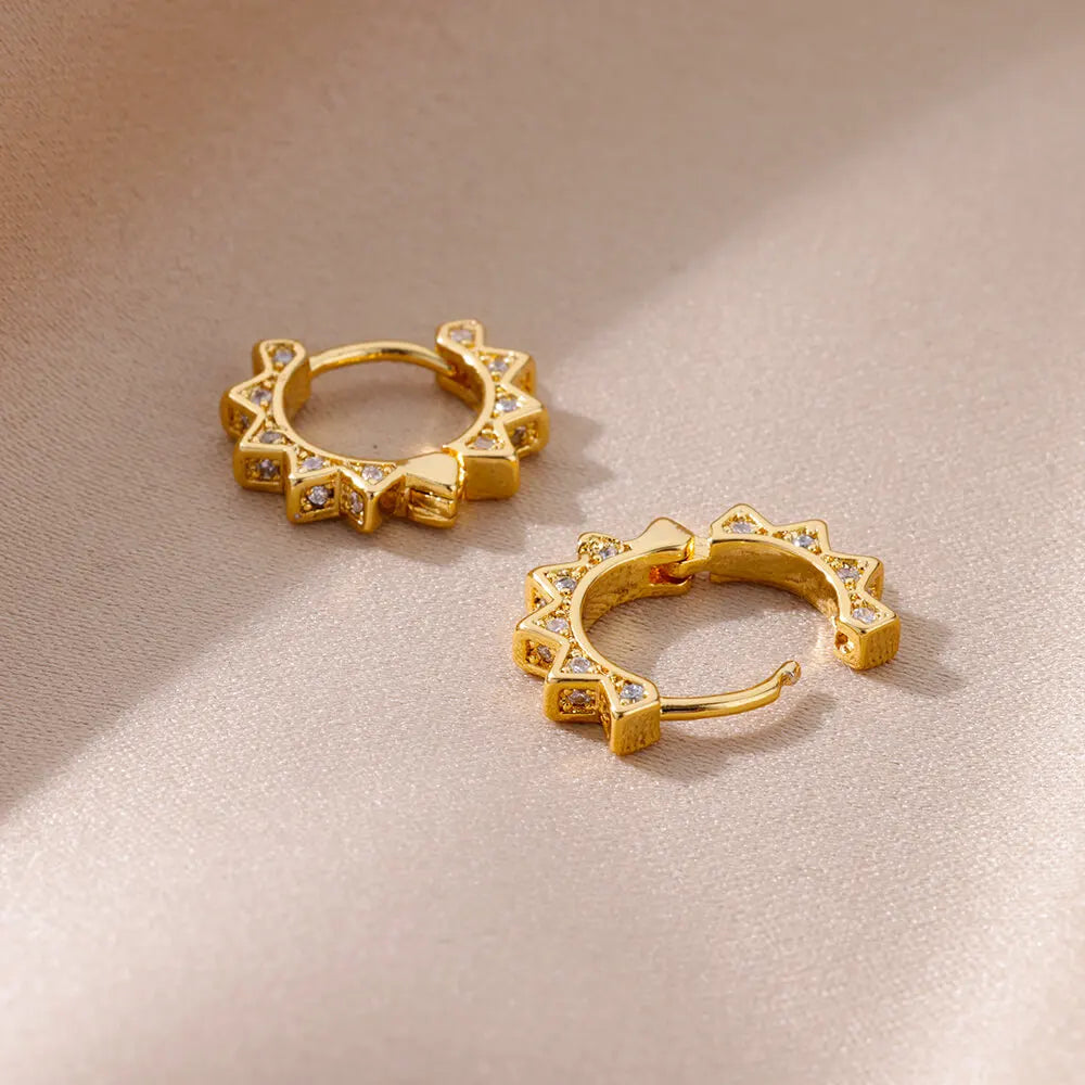 Triangle Zircon Hoop Earrings