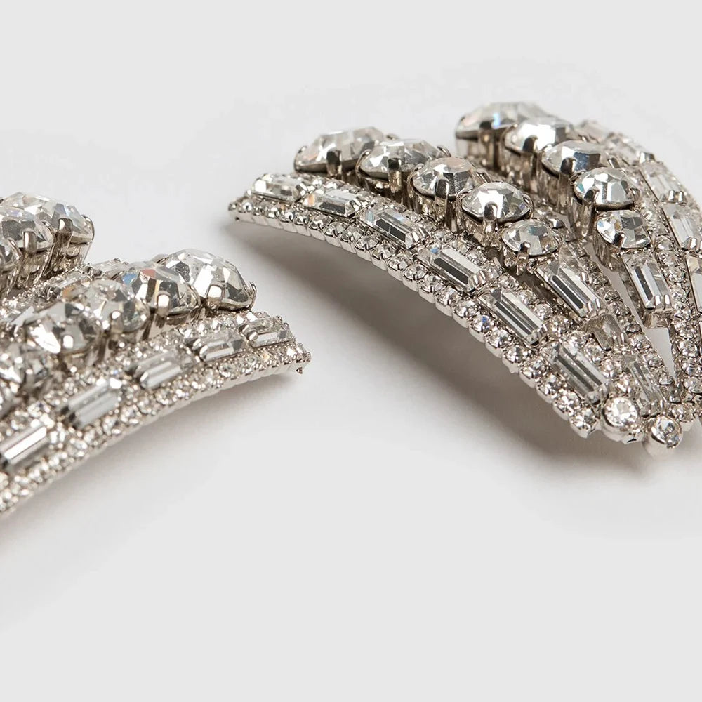 Crystal Triangle Clip Earrings