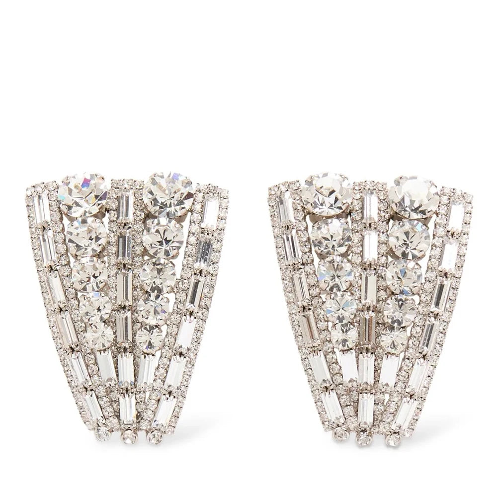 Crystal Triangle Clip Earrings