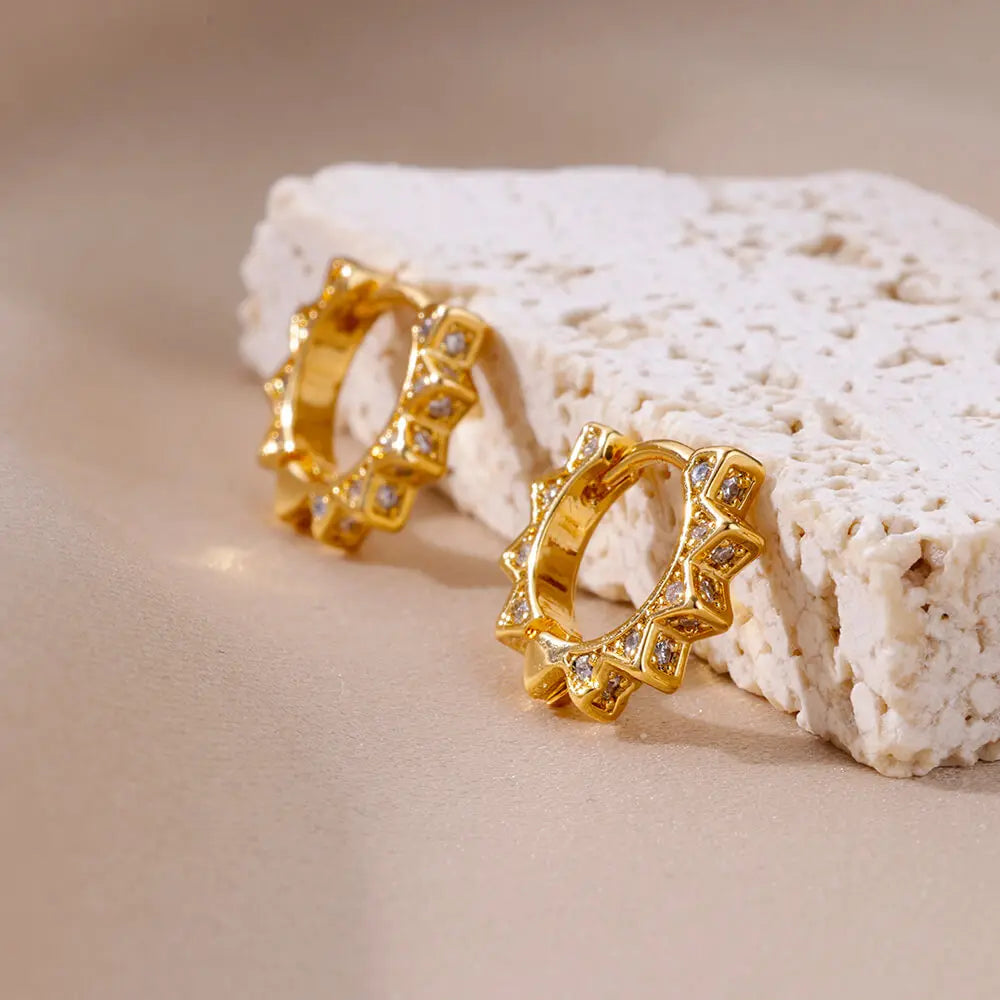Triangle Zircon Hoop Earrings