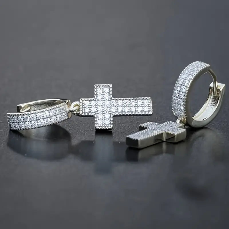 Iced Cross Earrings
