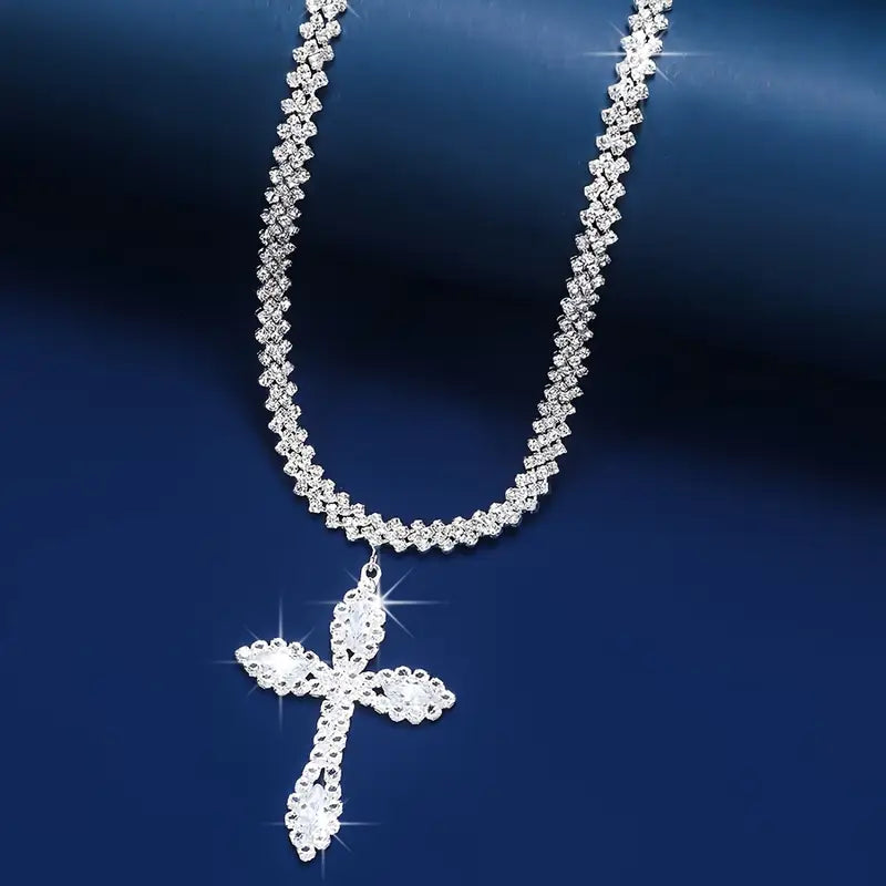 Iced Cross Pendant Necklace