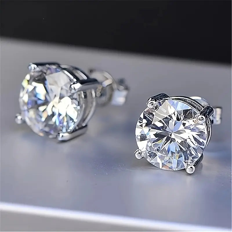 CZ Diamond-Cut Stud Earrings