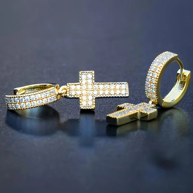 Iced Cross Earrings