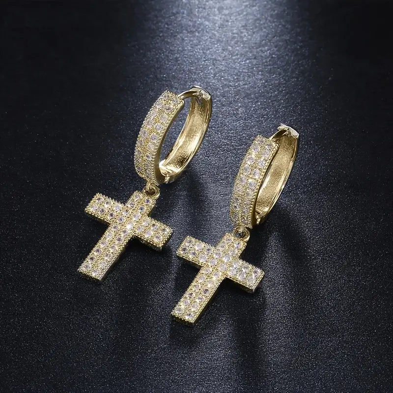 Iced Cross Earrings