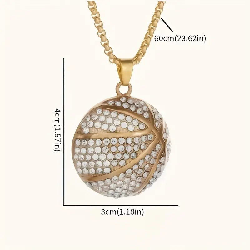 Iced Basketball Pendant Necklace