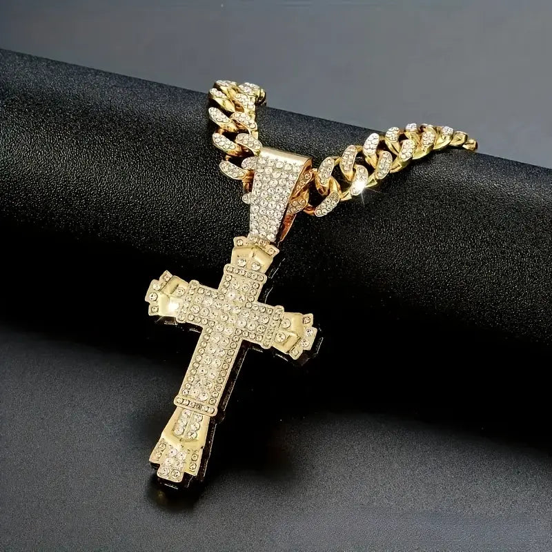 Iced Cross Pendant Necklace