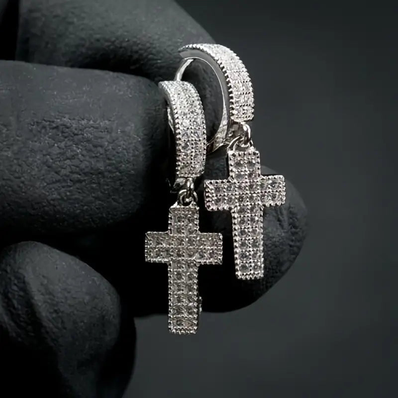 Iced Cross Earrings